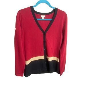 Talbots Red Cardigan Sweater Sz M Buttons Taylor Comfort Business Soft